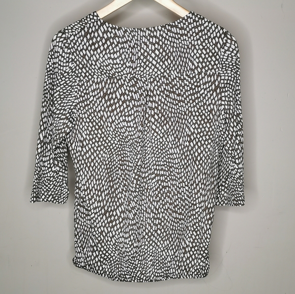 NWT Olsen 3/4 Sleeve Geometric Print Top S-M/8 - Picture 7 of 7